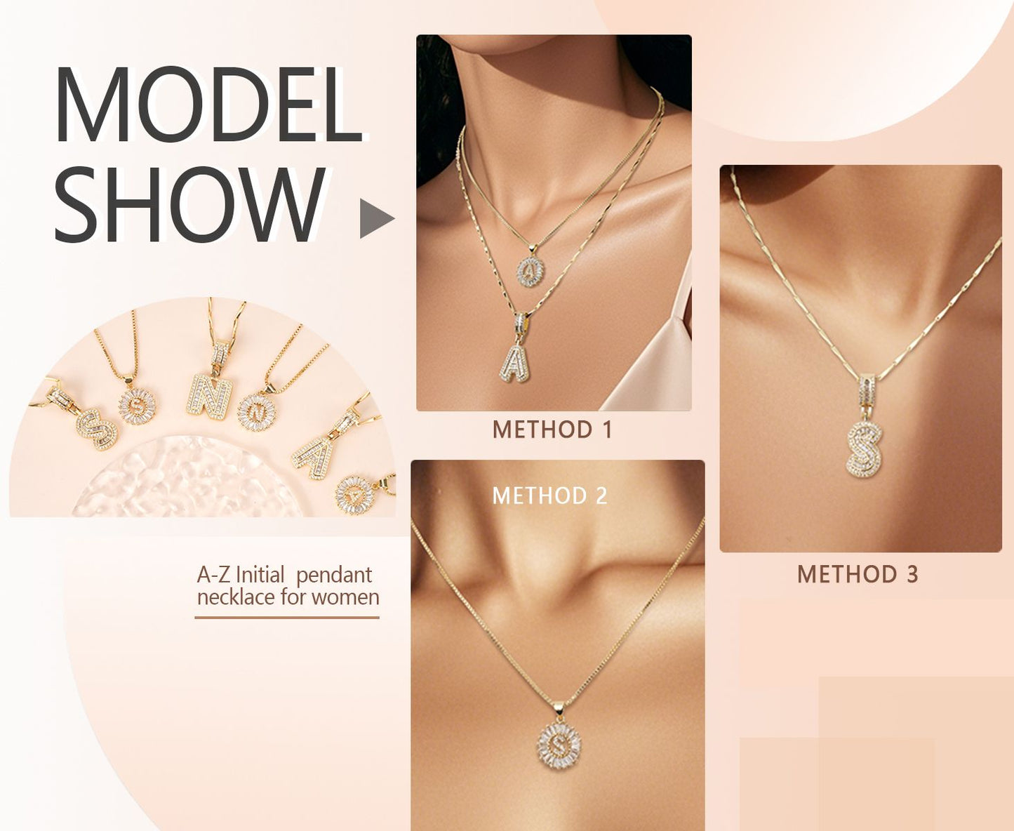 2 Pack -Initial Letter Pendant Necklaces