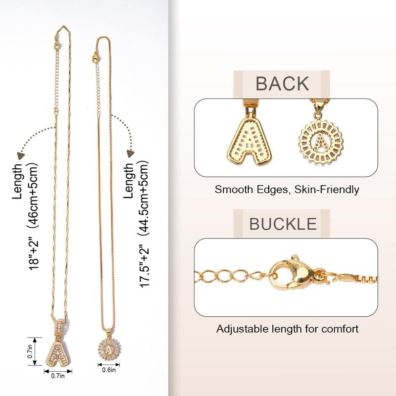 2 Pack -Initial Letter Pendant Necklaces