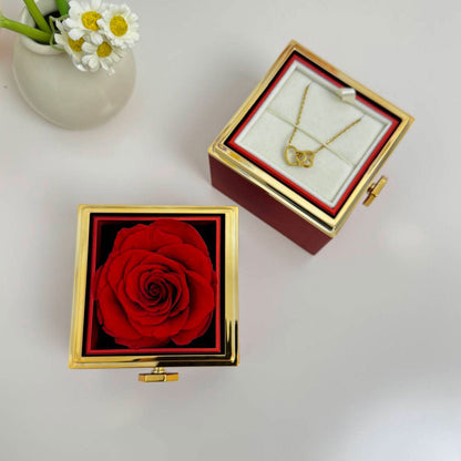 Eternal Rose Box-with Engraved Necklace and Real Rose