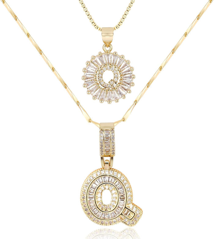 2 Pack -Initial Letter Pendant Necklaces