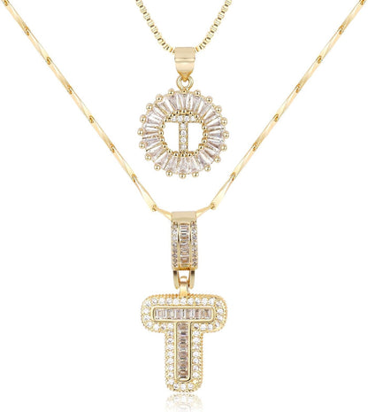 2 Pack -Initial Letter Pendant Necklaces